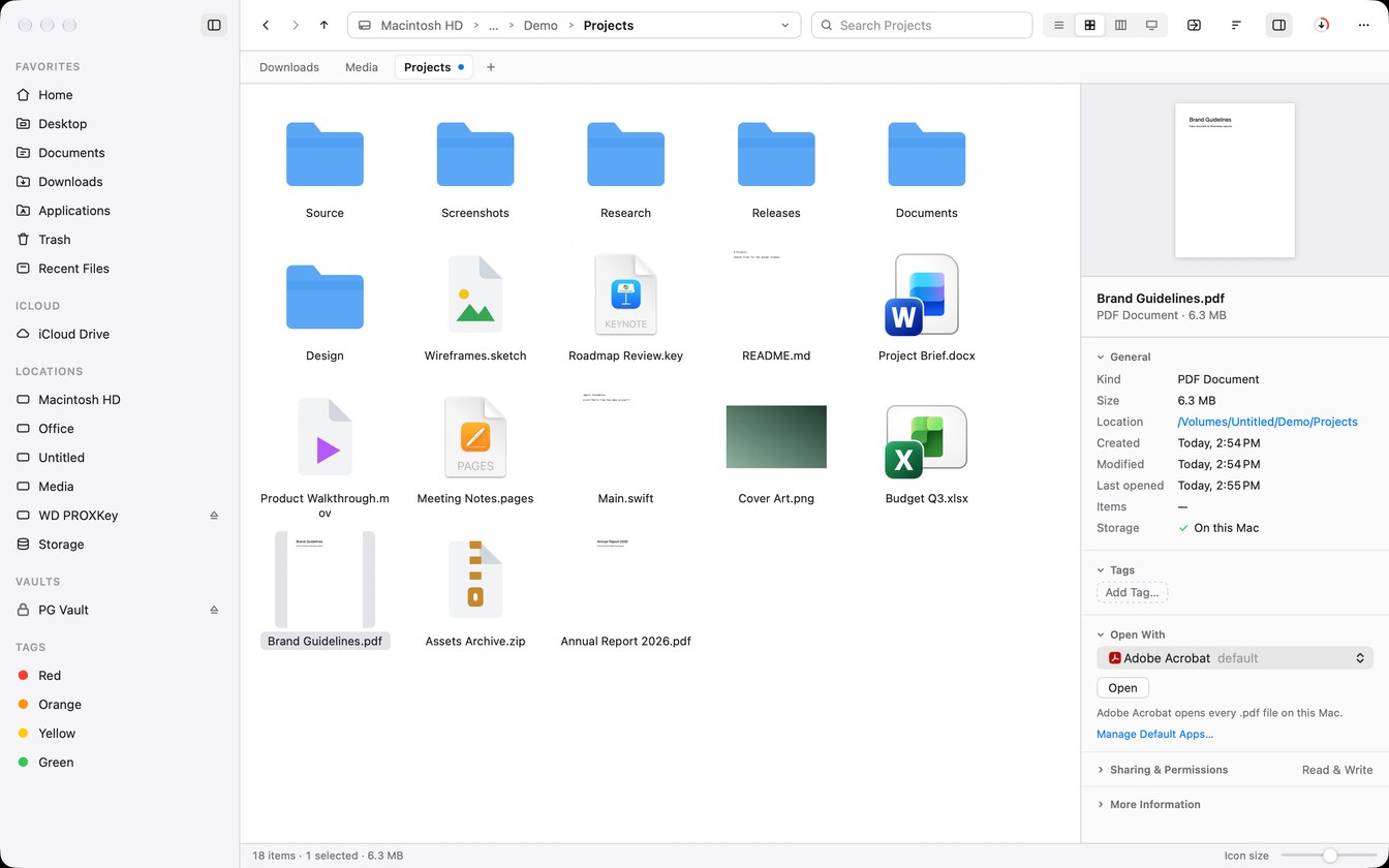 Branchway: icon view, with the ridge file icons