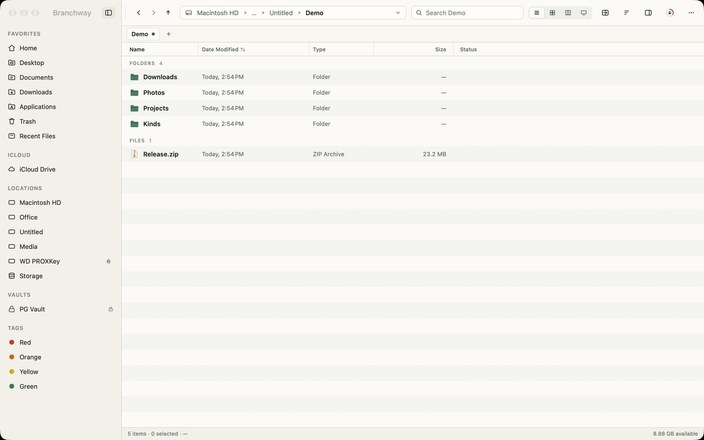 Branchway in the Evenpine theme, light look