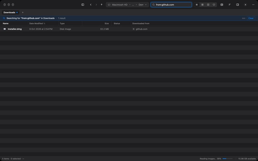 The search page headed Downloaded from one site, listing its files